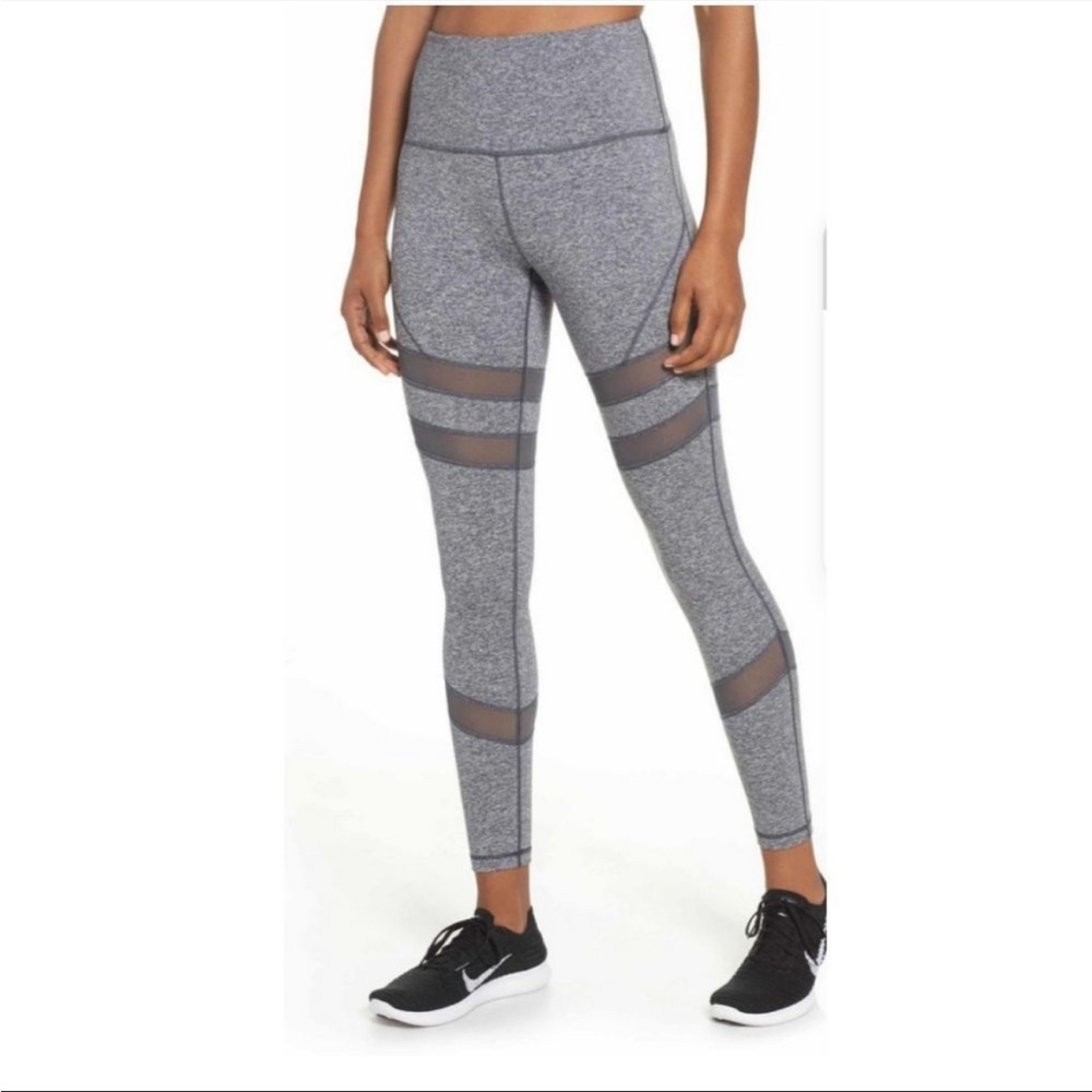Zella high waist midi Grey Mesh detail Leggings - Size S